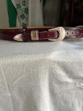 Men's Leather Belt Bag Belt in Dark Burgundy with Silver Western Buckle